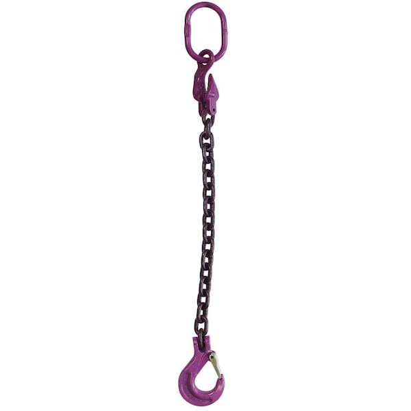 Us Cargo Control 1/2" x 5', Adjustable SingleLeg Chain Sling w/ Sling Hook-Grade100 12G100SOSA-5 - main